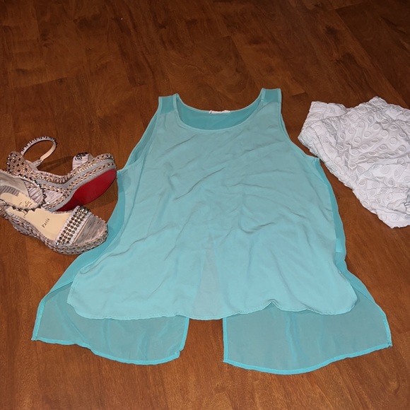 Lush Teal Aqua color Tank Top size S - Picture 4 of 8